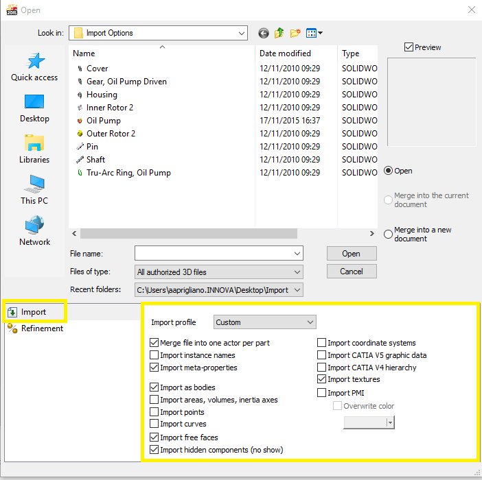 SOLIDWORKS composer import options 1