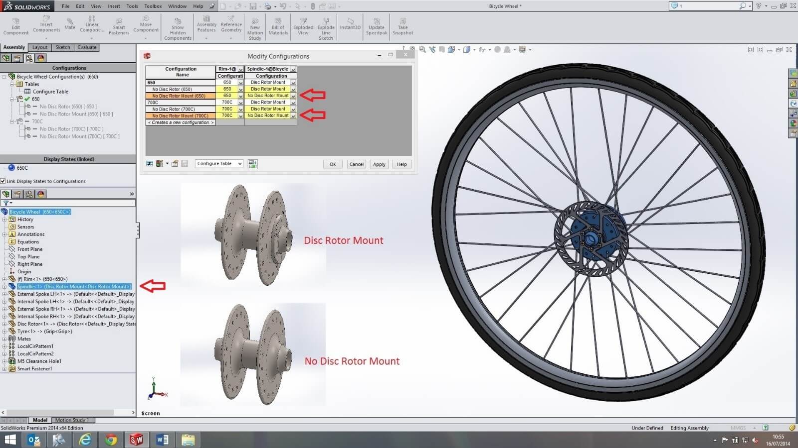 Derived configurations in SOLIDWORKS 5