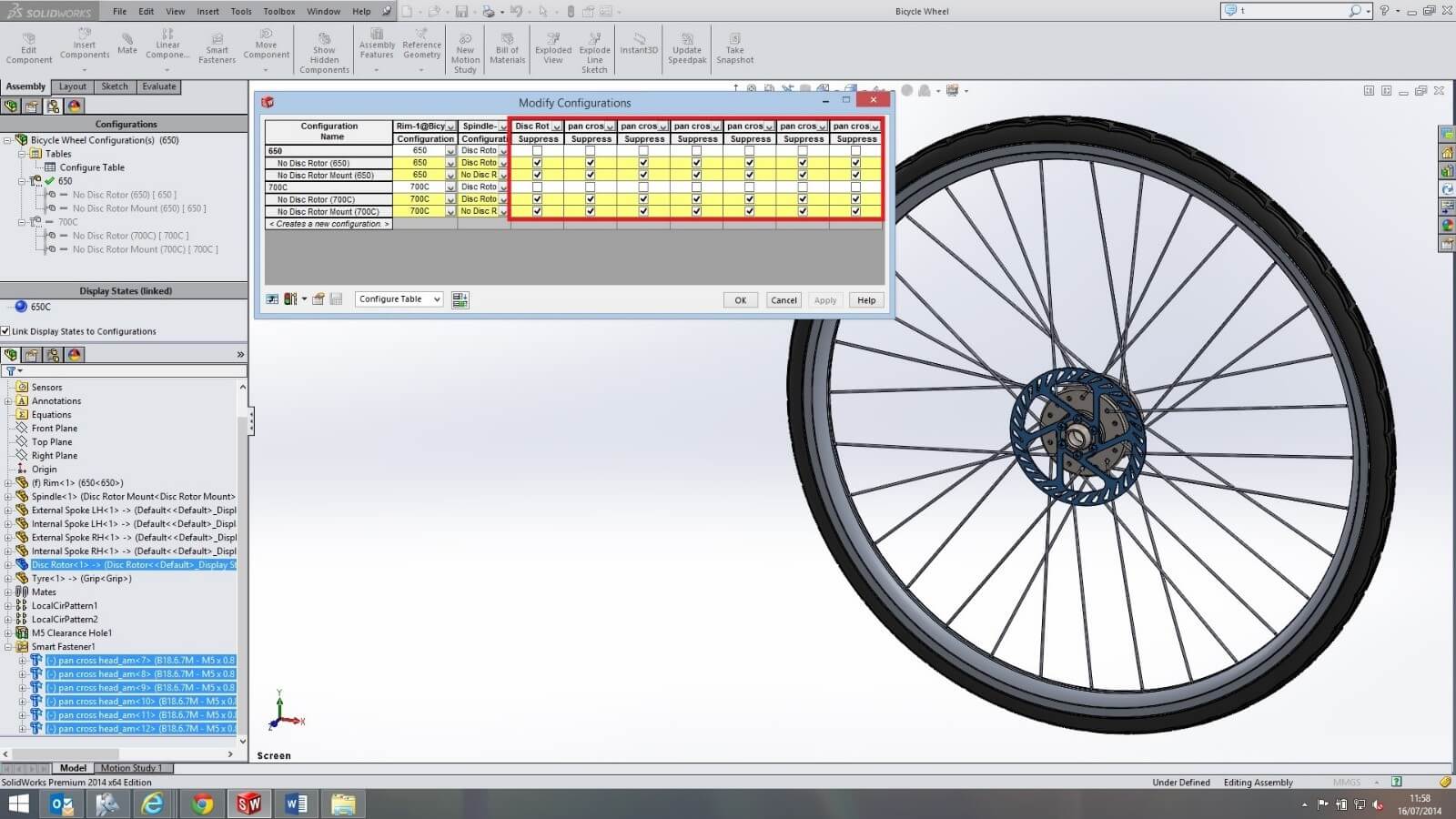 Derived configurations in SOLIDWORKS 6