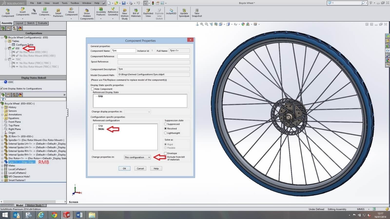 Derived configurations in SOLIDWORKS 8