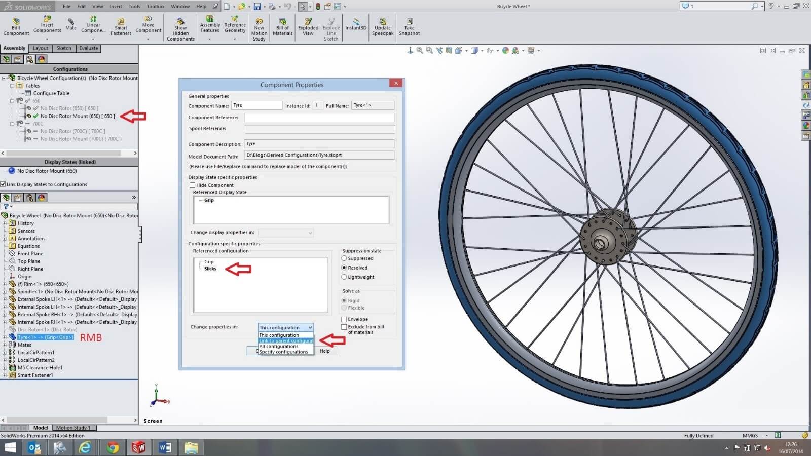 Derived configurations in SOLIDWORKS 9