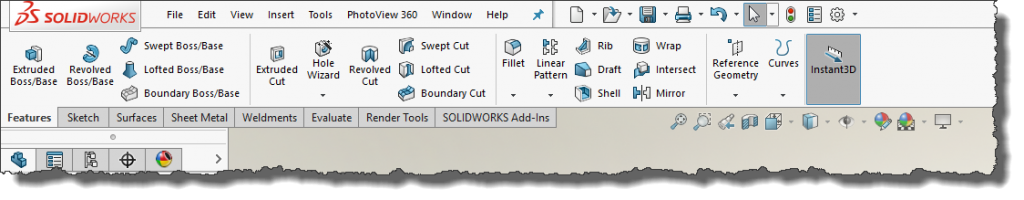 SOLIDWORKS 2016 default toolbars