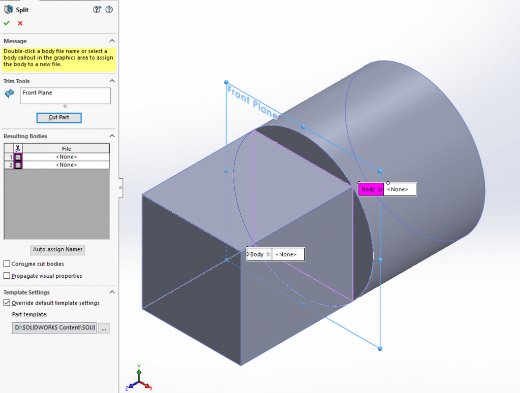 SOLIDWORKS Split Feature 1