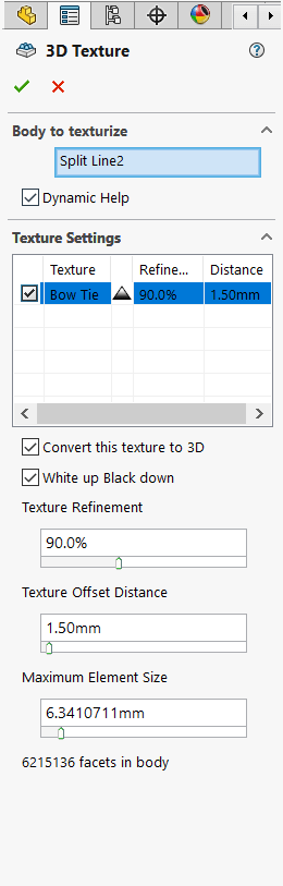 3D Texture Tool in SOLIDWORKS 2019