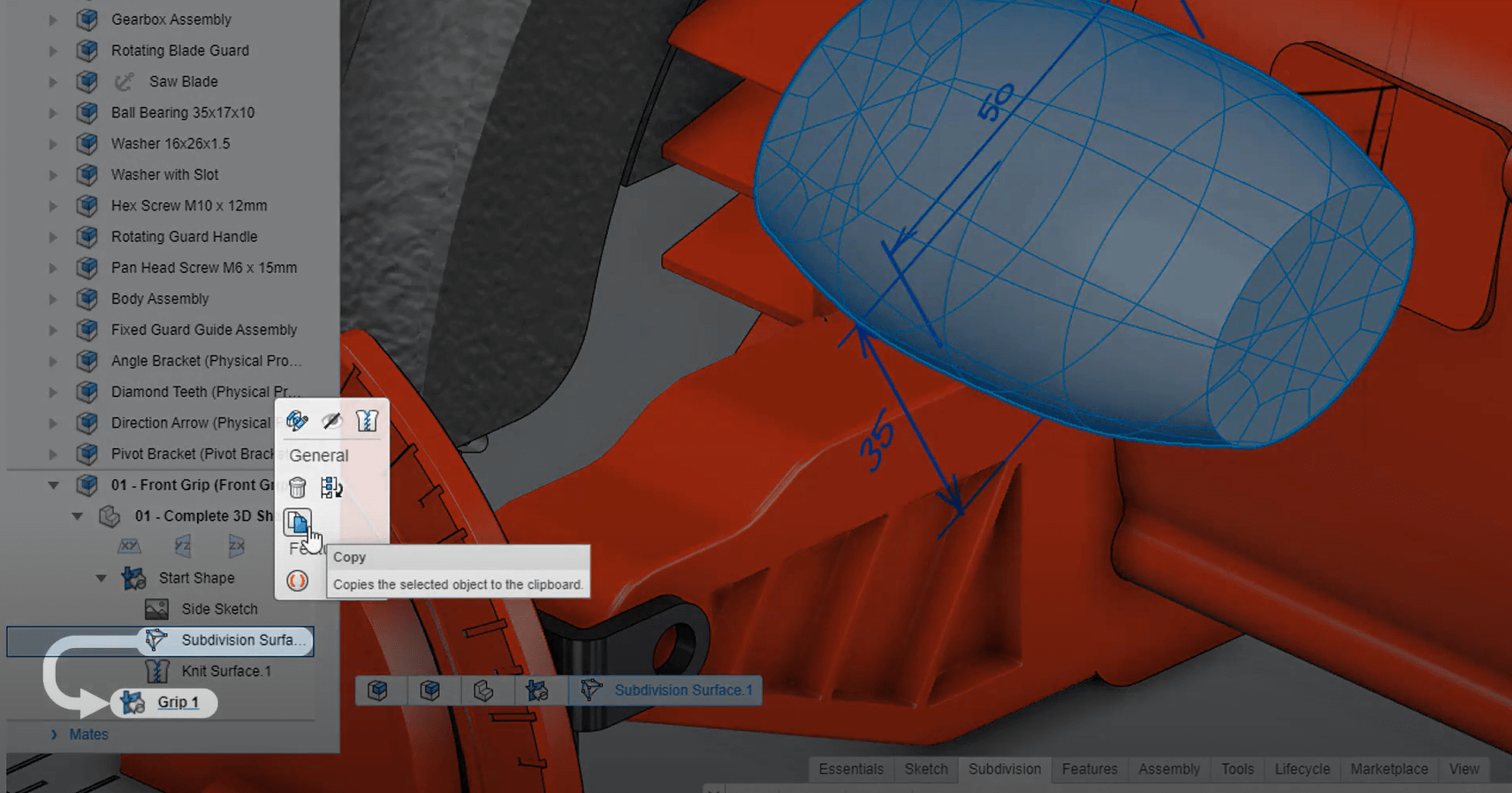 Copying feature sets in 3D Sculptor