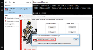Could not obtain a license for SOLIDWORKS Standard