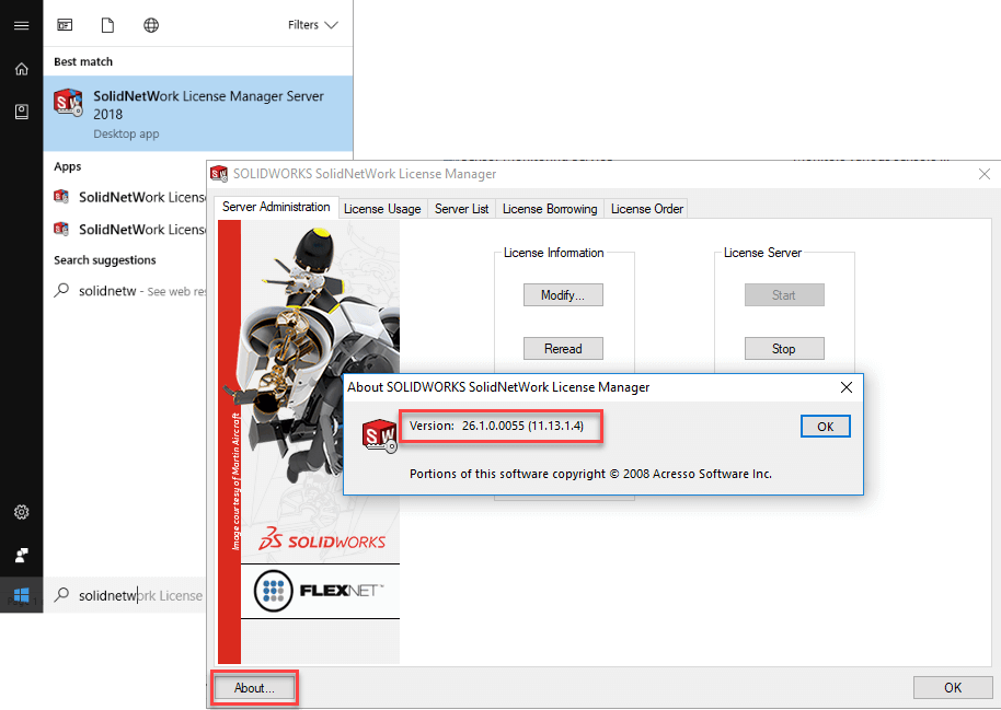 Could not obtain a license for SOLIDWORKS Standard