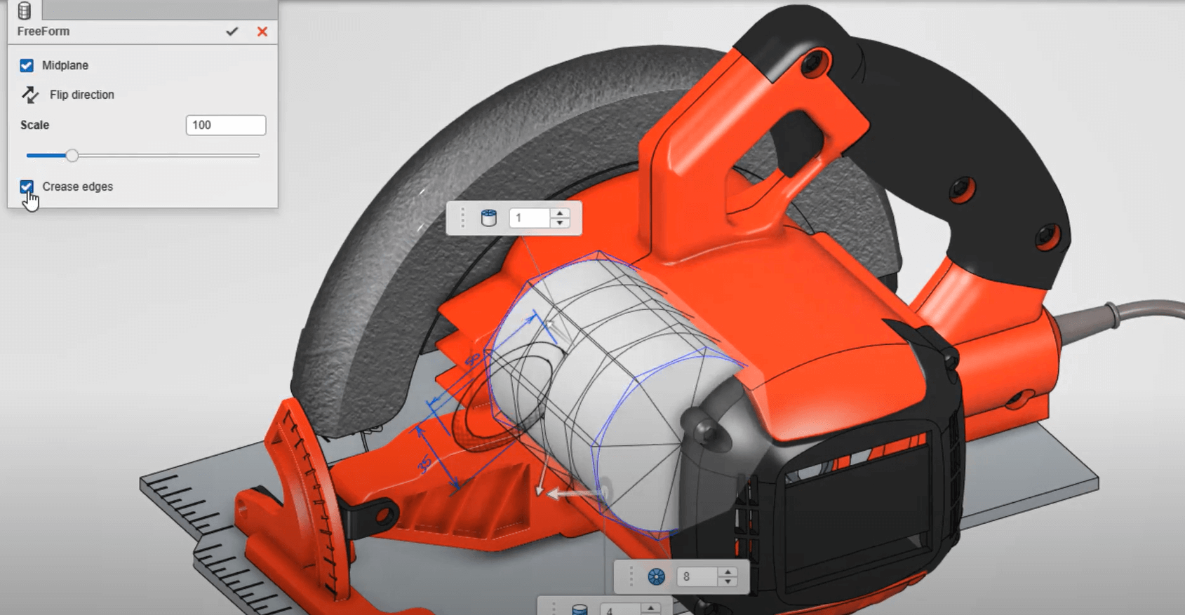 Crease Edges in 3D Sculptor Design App