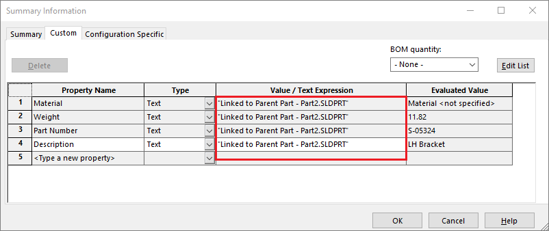 Custom Properties in SolidWorks