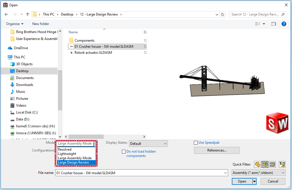 Large Design Review SOLIDWORKS 2019