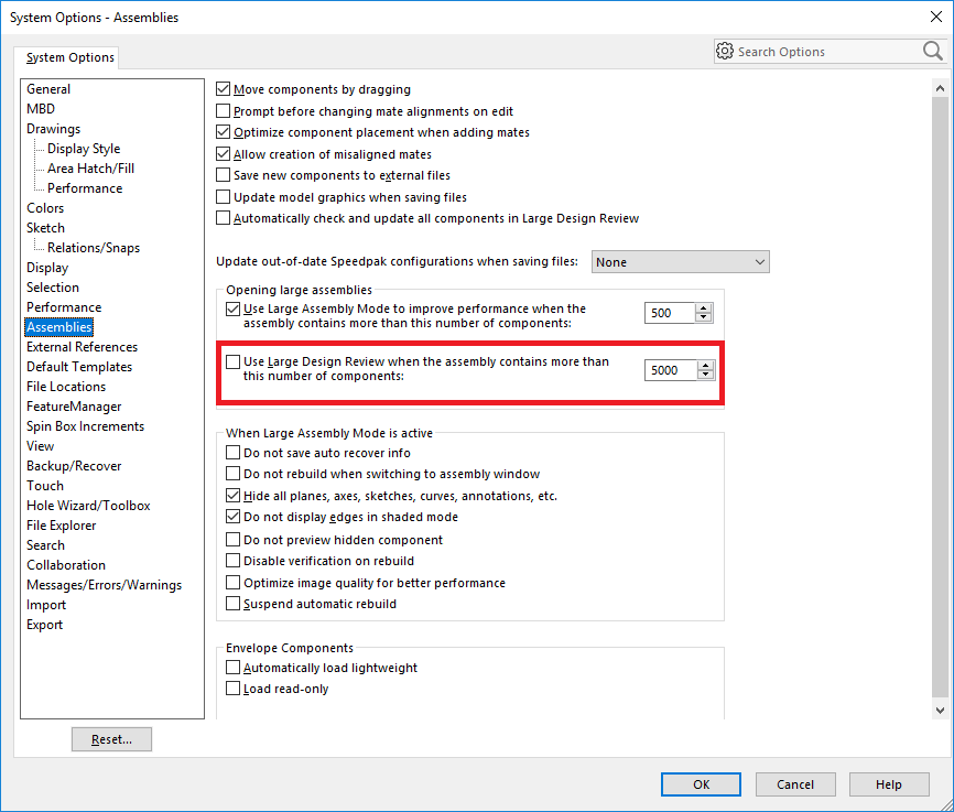 Large Design Review SOLIDWORKS 2019