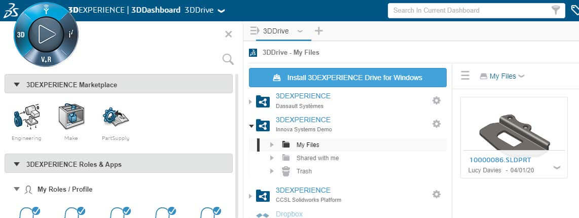 Accessing 3DEXPERIENCE Make via the compass