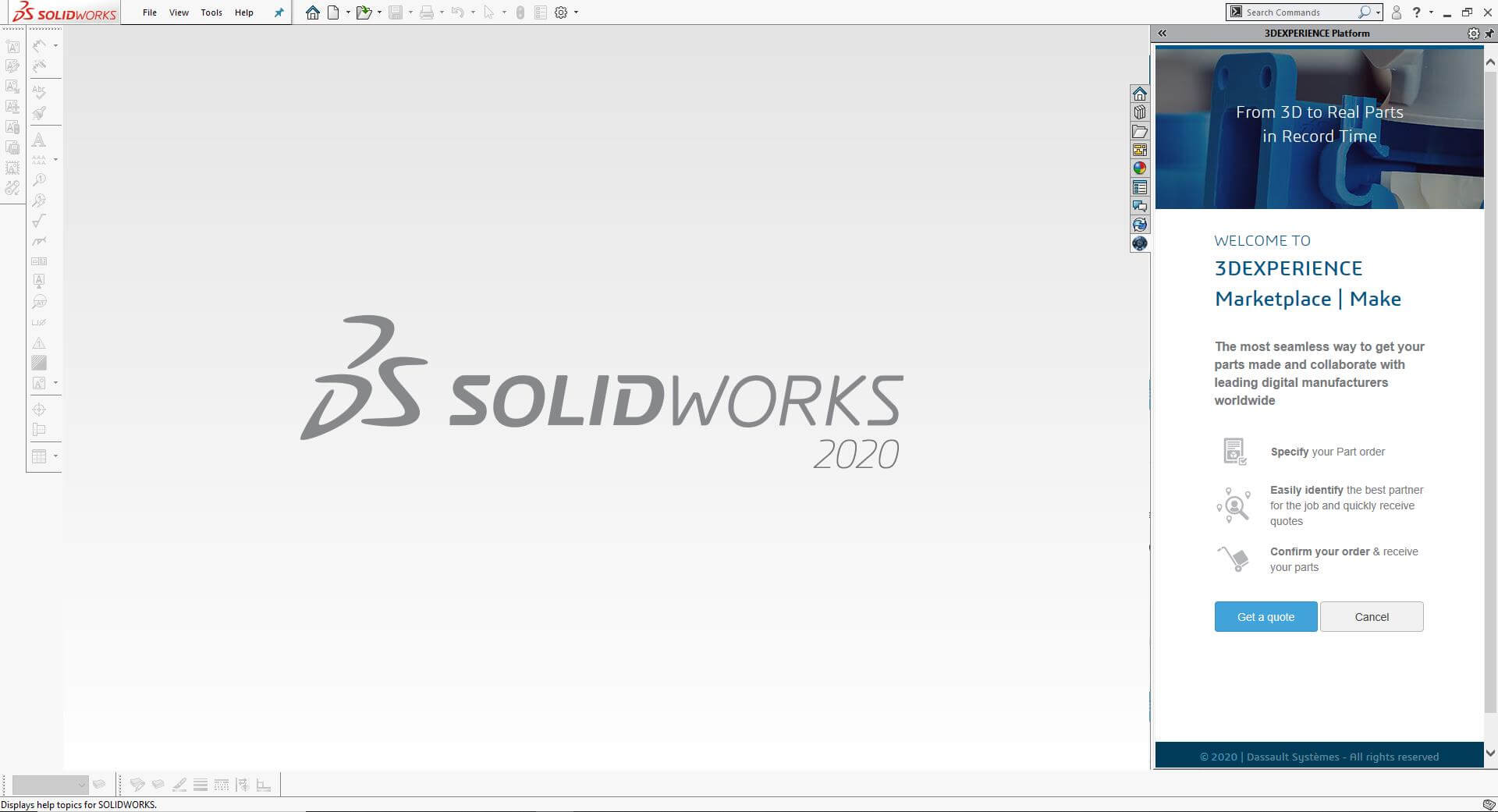 Accessing 3DEXPERIENCE Marketplace Make in SOLIDWORKS