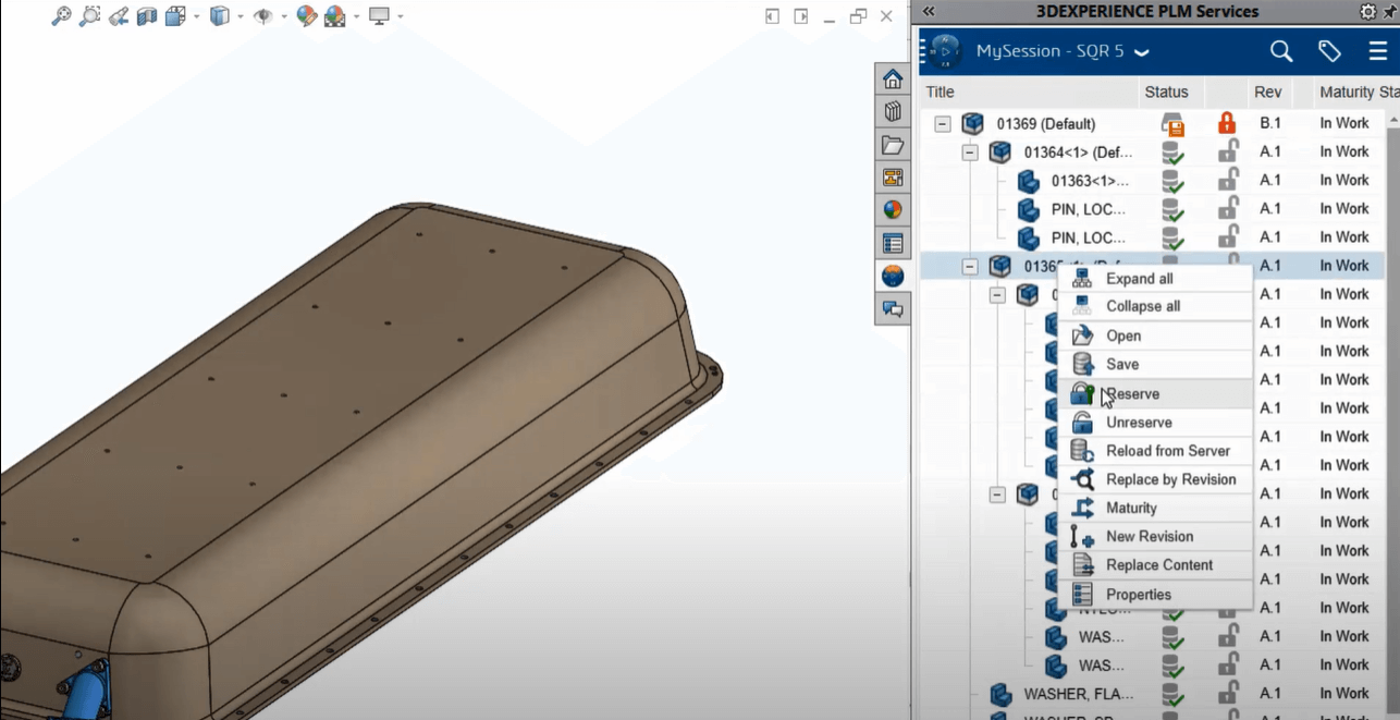 Reserving assemblies in the 3DEXPERIENCE Platform