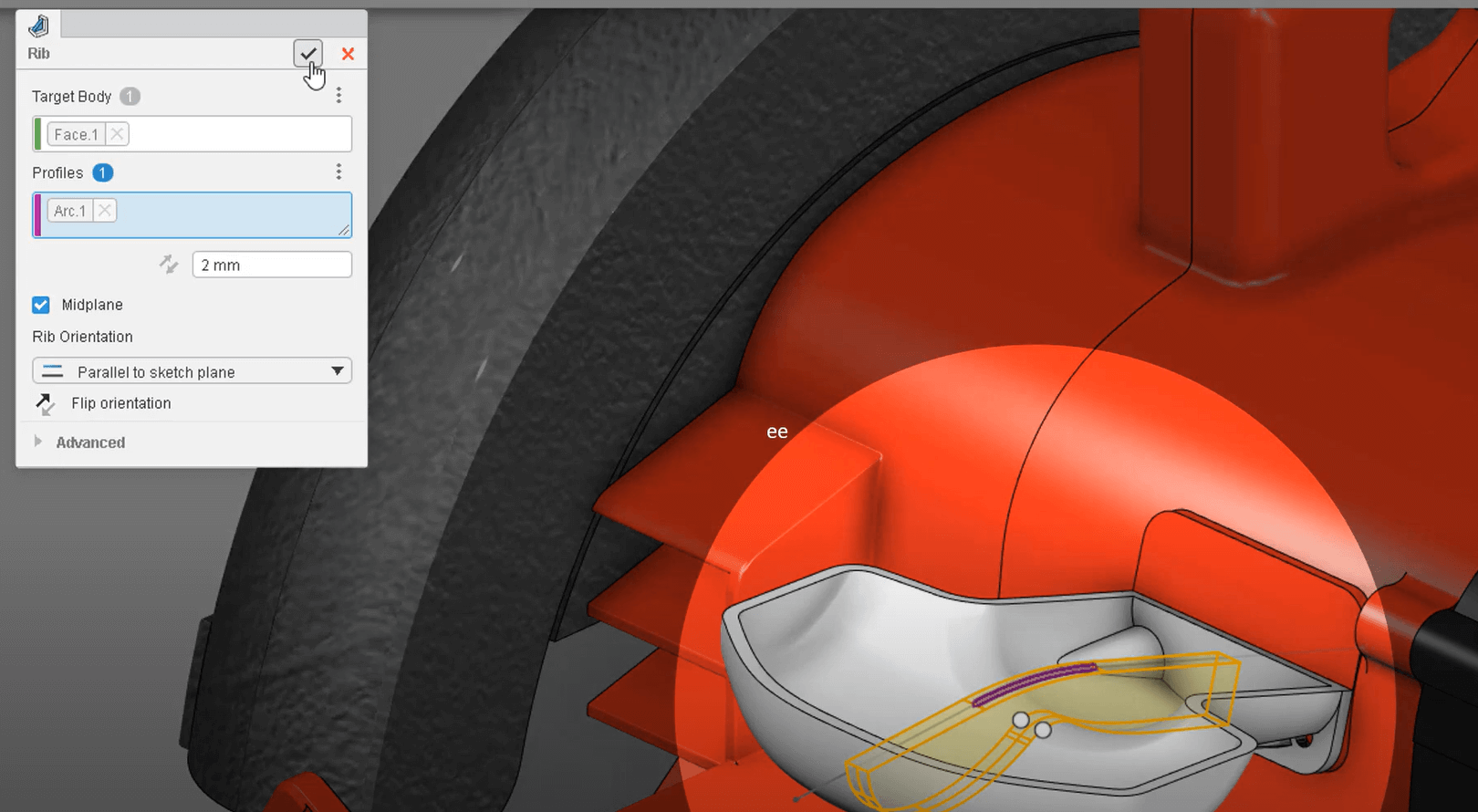 Rib Feature in 3D Creator Cloud Based Design App