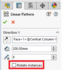 Rotate Pattern Instances in SolidWorks 2018