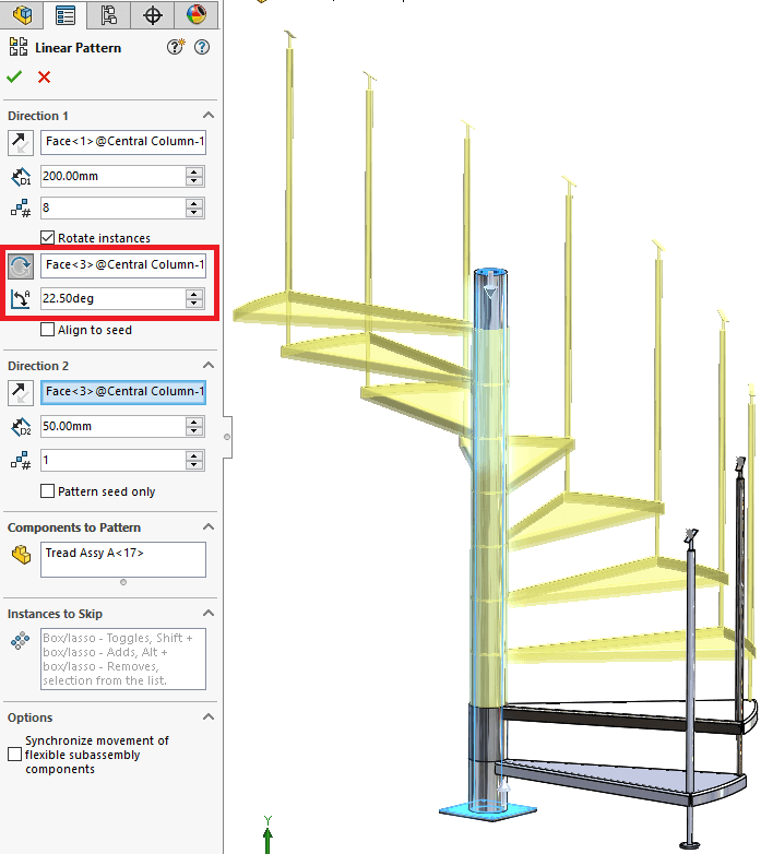 Rotate Pattern Instances in SolidWorks 2018