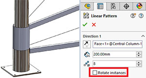 Rotate Pattern Instances in SolidWorks 2018