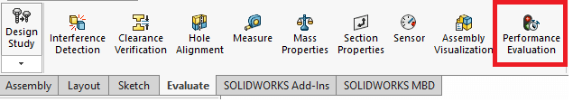 SOLIDWORKS Assembly Performance Evaluation tool