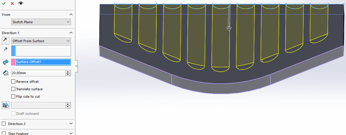 SOLIDWORKS extrude tools end conditions