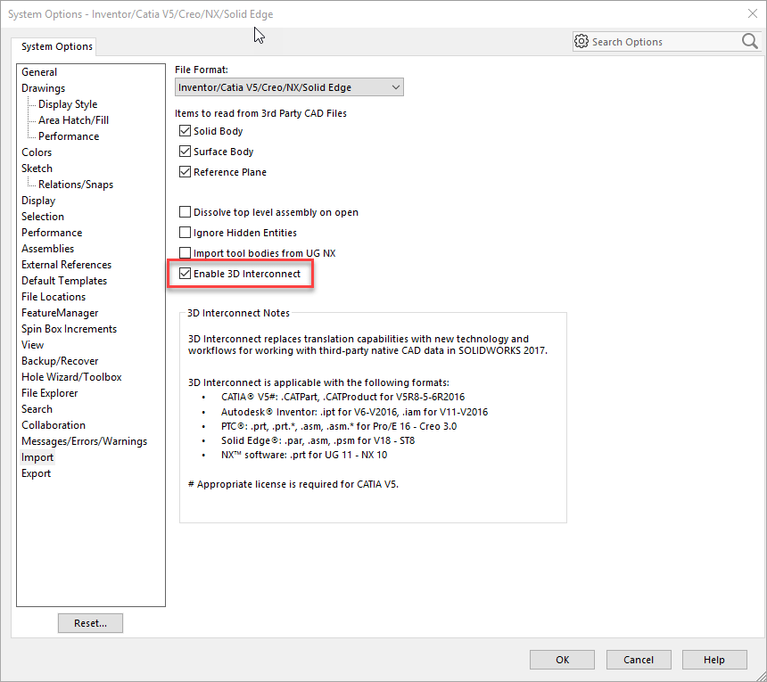 SolidWorks 2017 3D Interconnect System Options 1