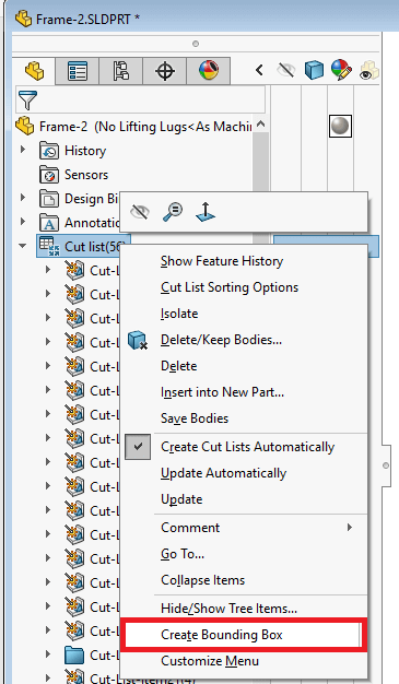 SolidWorks 2018 Bounding Box Updates