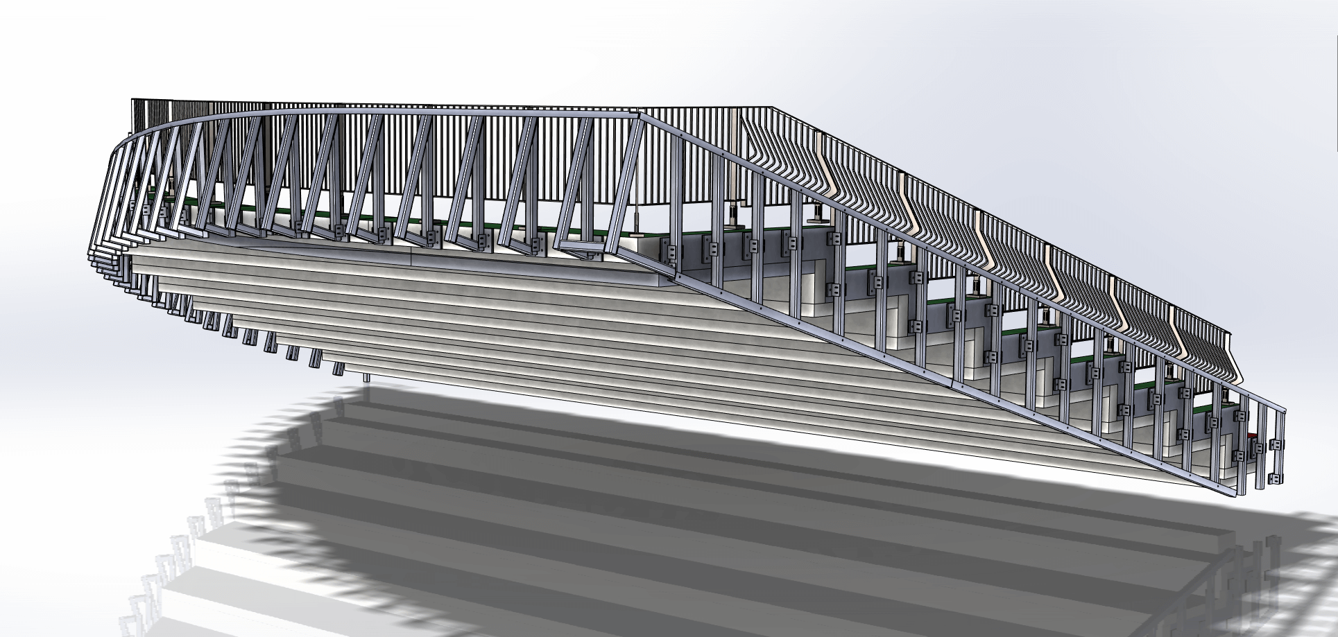 Organically shaped staging an balustrades in SOLIDWORKS by Bowland CAD Services