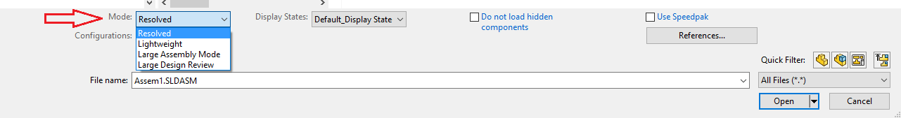 Working with a Large assembly in SOLIDWO